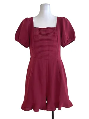 Maroon Half Pleated Rompers