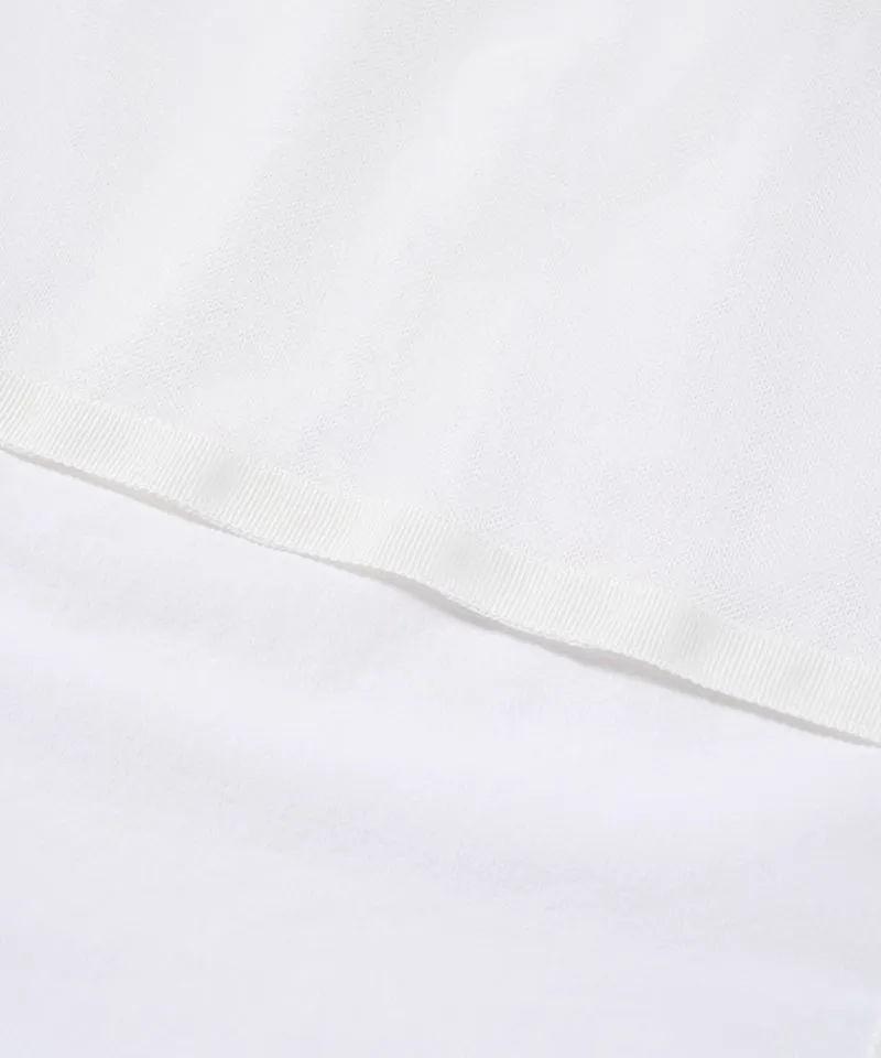 MCC Women's Woven Mesh SS Zip-Up  -  White