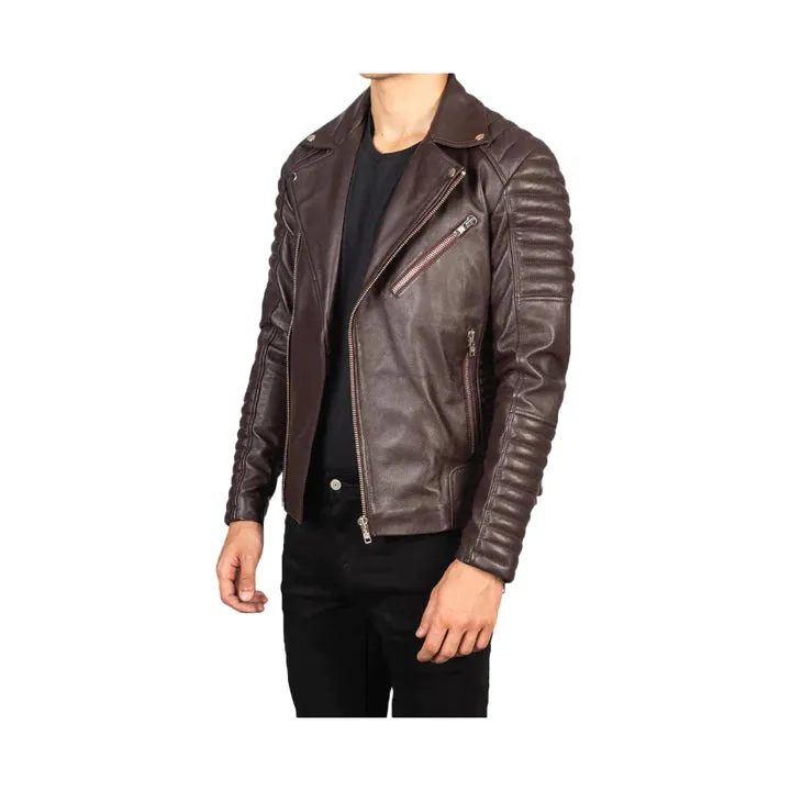 Men's Asymmetrical Quilted Leather Moto Jacket