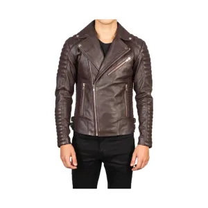 Men's Asymmetrical Quilted Leather Moto Jacket
