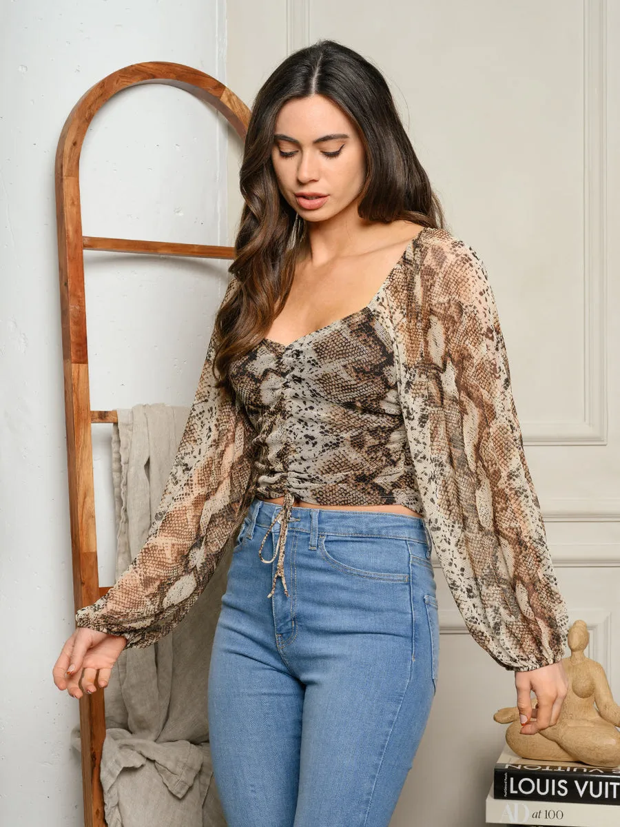 MESH SNAKE PRINT TOP