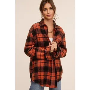 Mineral Washed Ginger Plaid Button Up