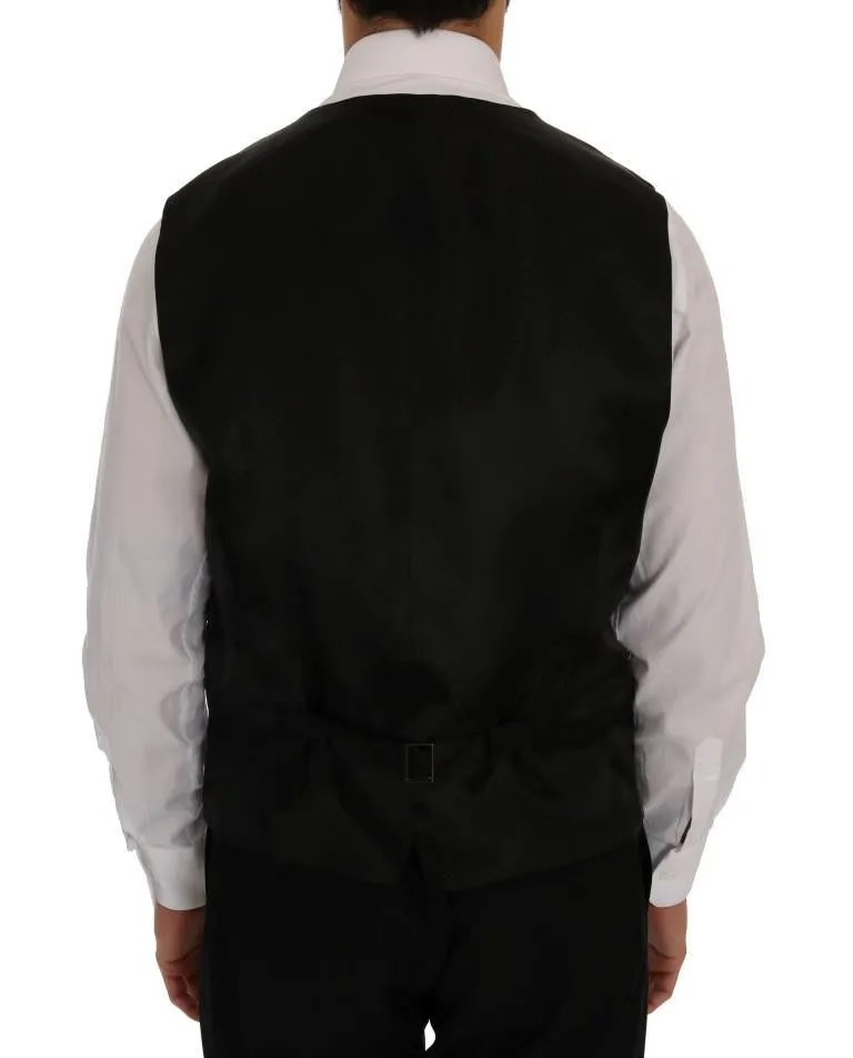 Multicolor Black Wool Silk Circle Pattern Vest