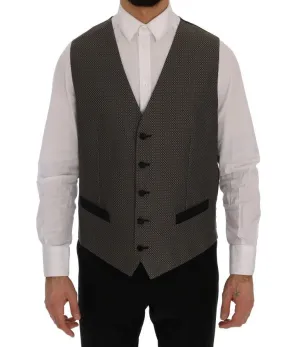 Multicolor Black Wool Silk Circle Pattern Vest