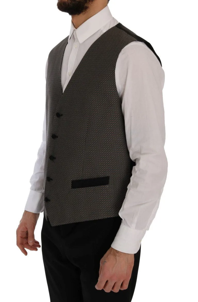 Multicolor Black Wool Silk Circle Pattern Vest