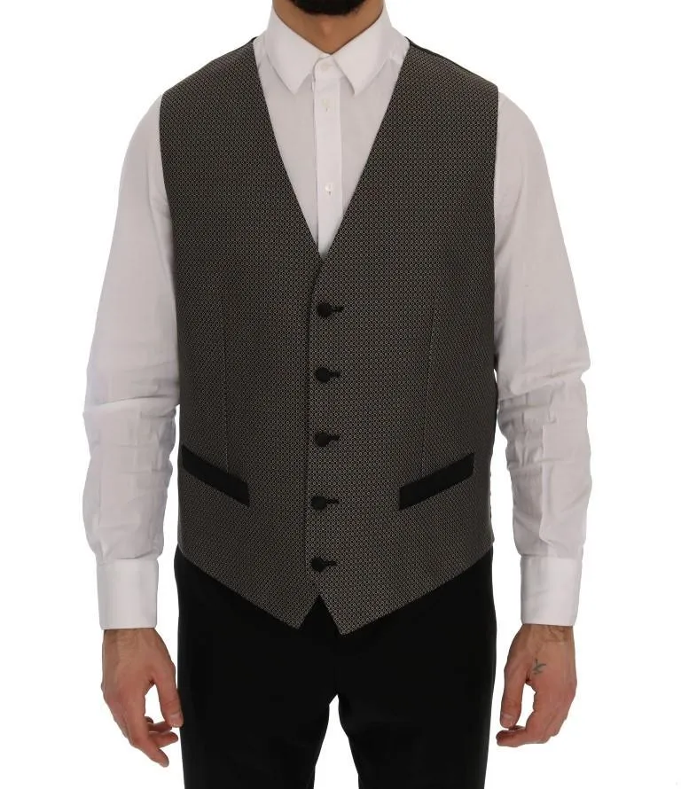 Multicolor Black Wool Silk Circle Pattern Vest
