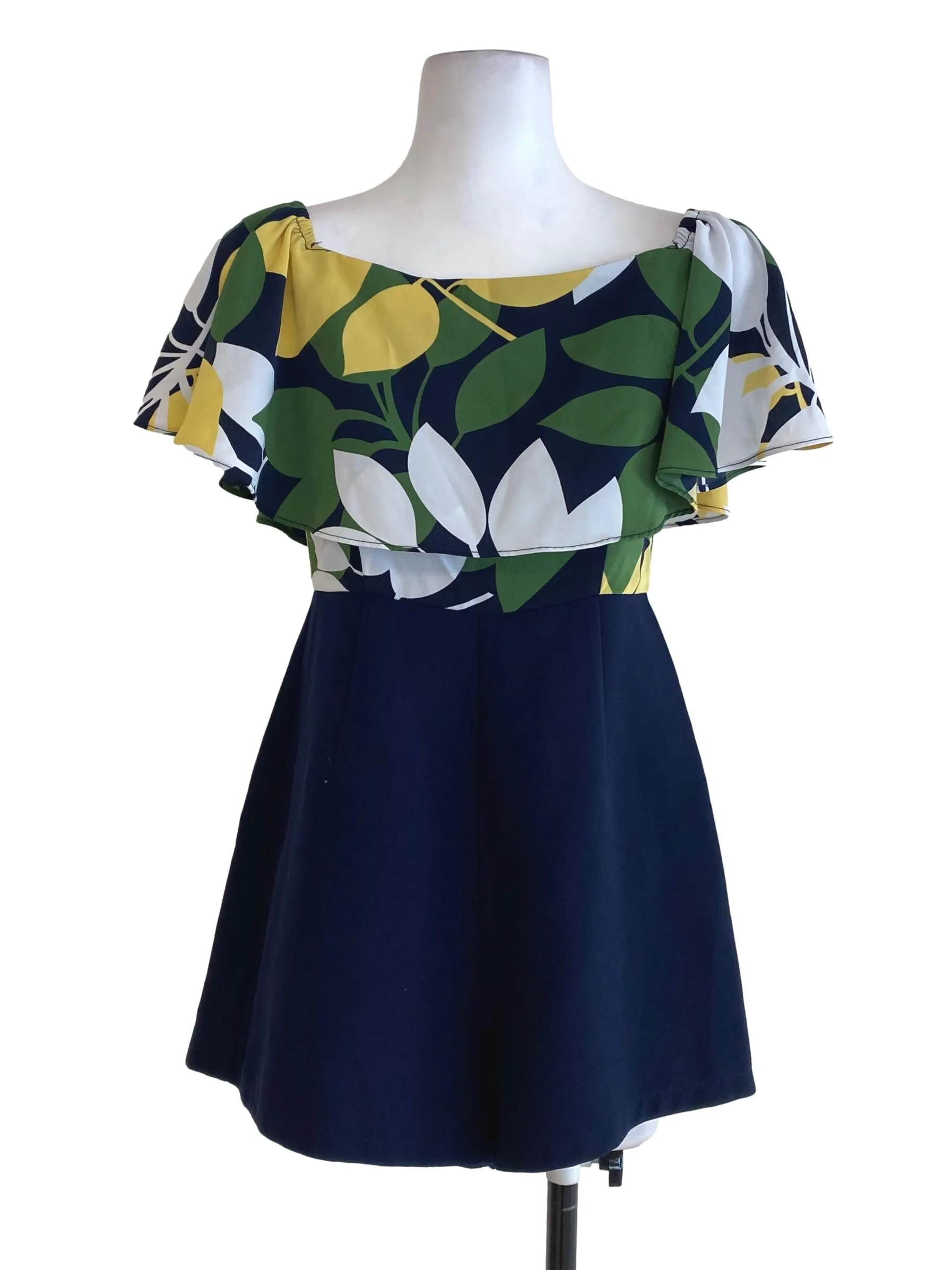 Navy Blue Floral Rompers