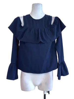Navy Blue Ruffled Top LB
