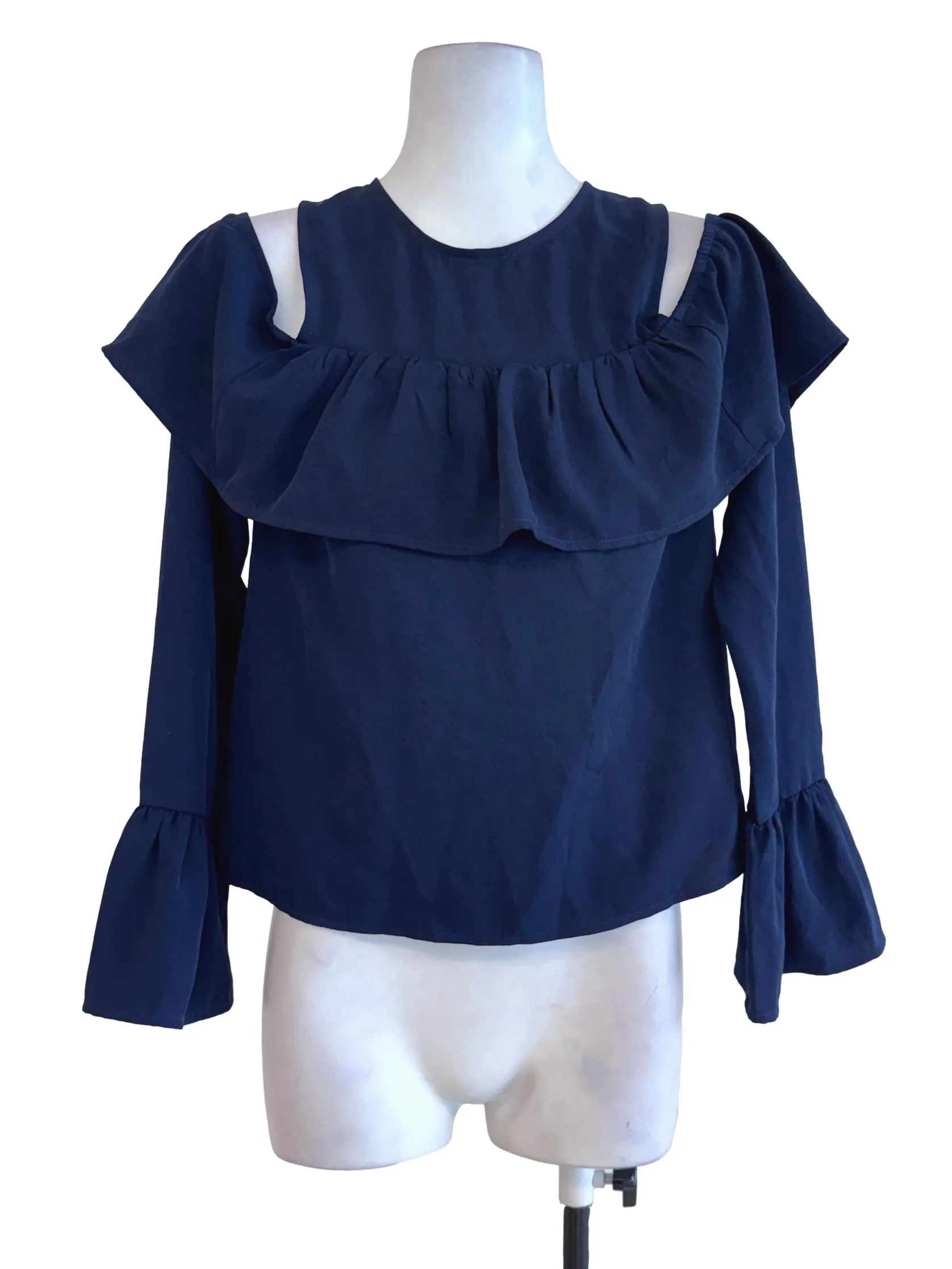 Navy Blue Ruffled Top LB