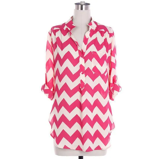 Navy Chevron Blouse