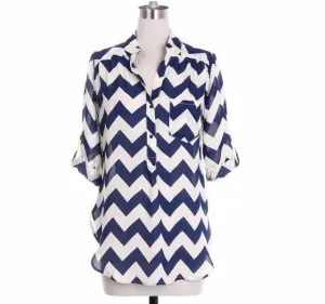 Navy Chevron Blouse