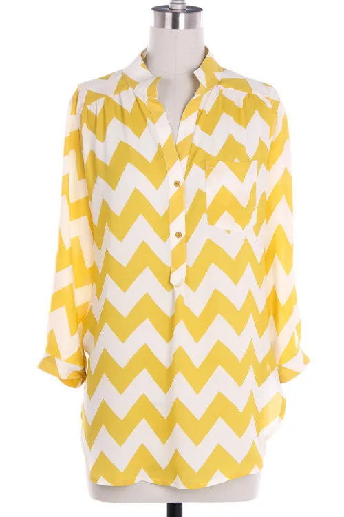 Navy Chevron Blouse