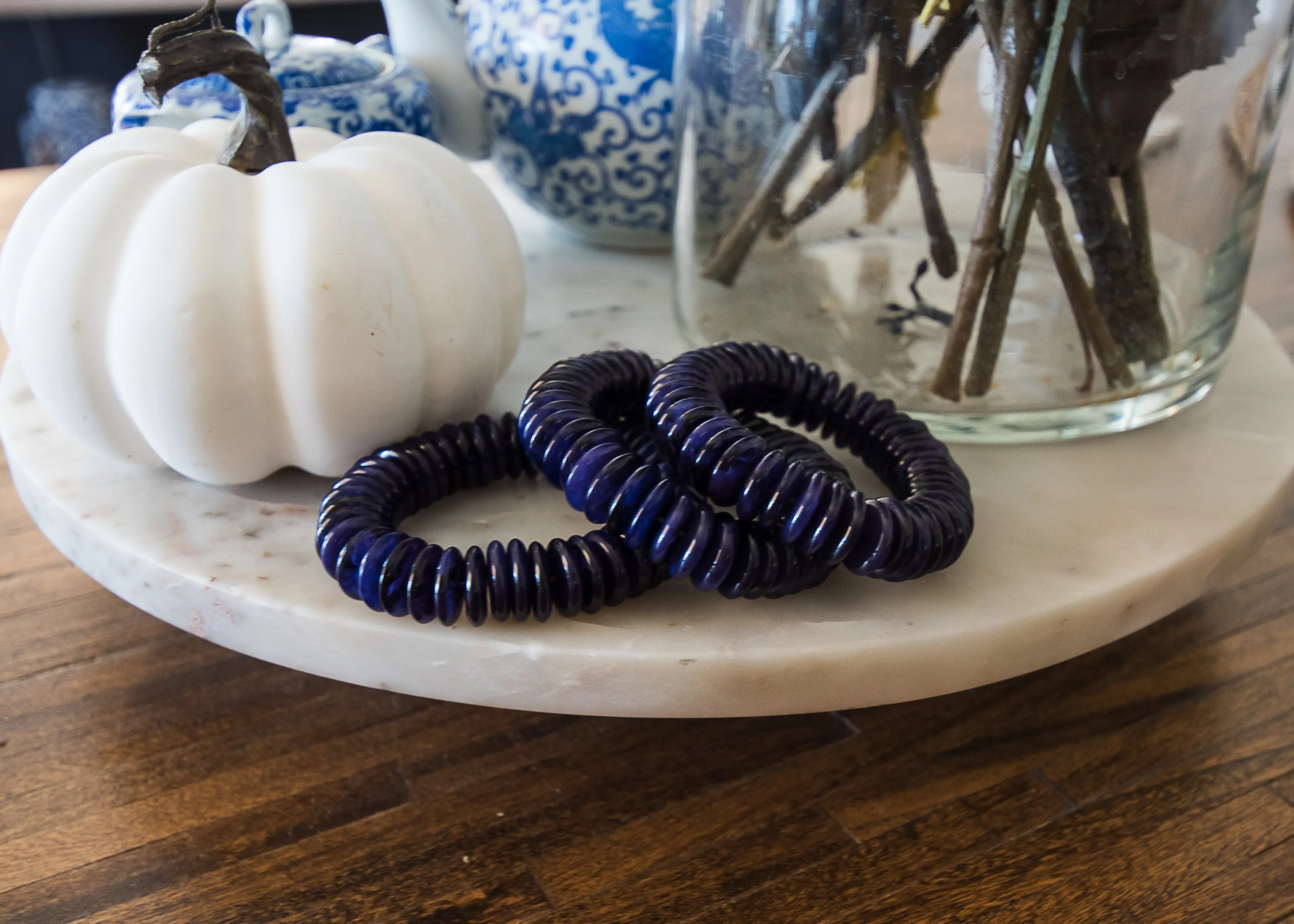 Navy Disc Beaded Bracelet