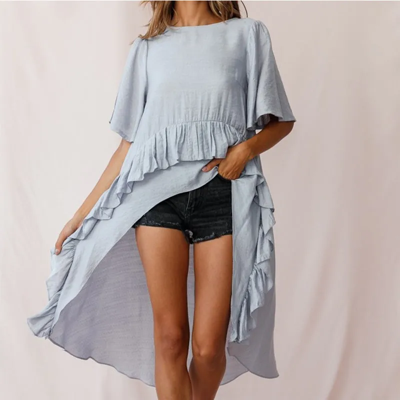 New Short-sleeved T-shirt Irregular Large Swing Long Shirt