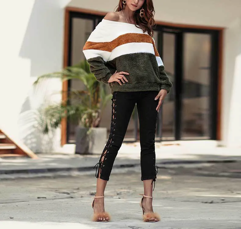 New Striped Sweater Long-sleeved Top