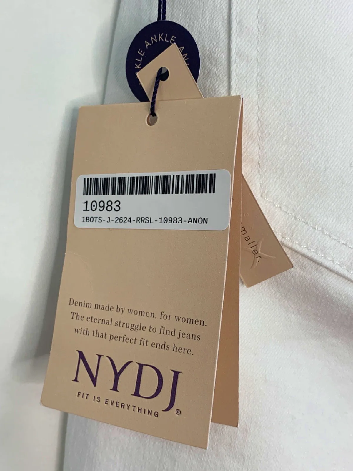 NYDJ White Marilyn Straight Ankle Jeans size UK 6