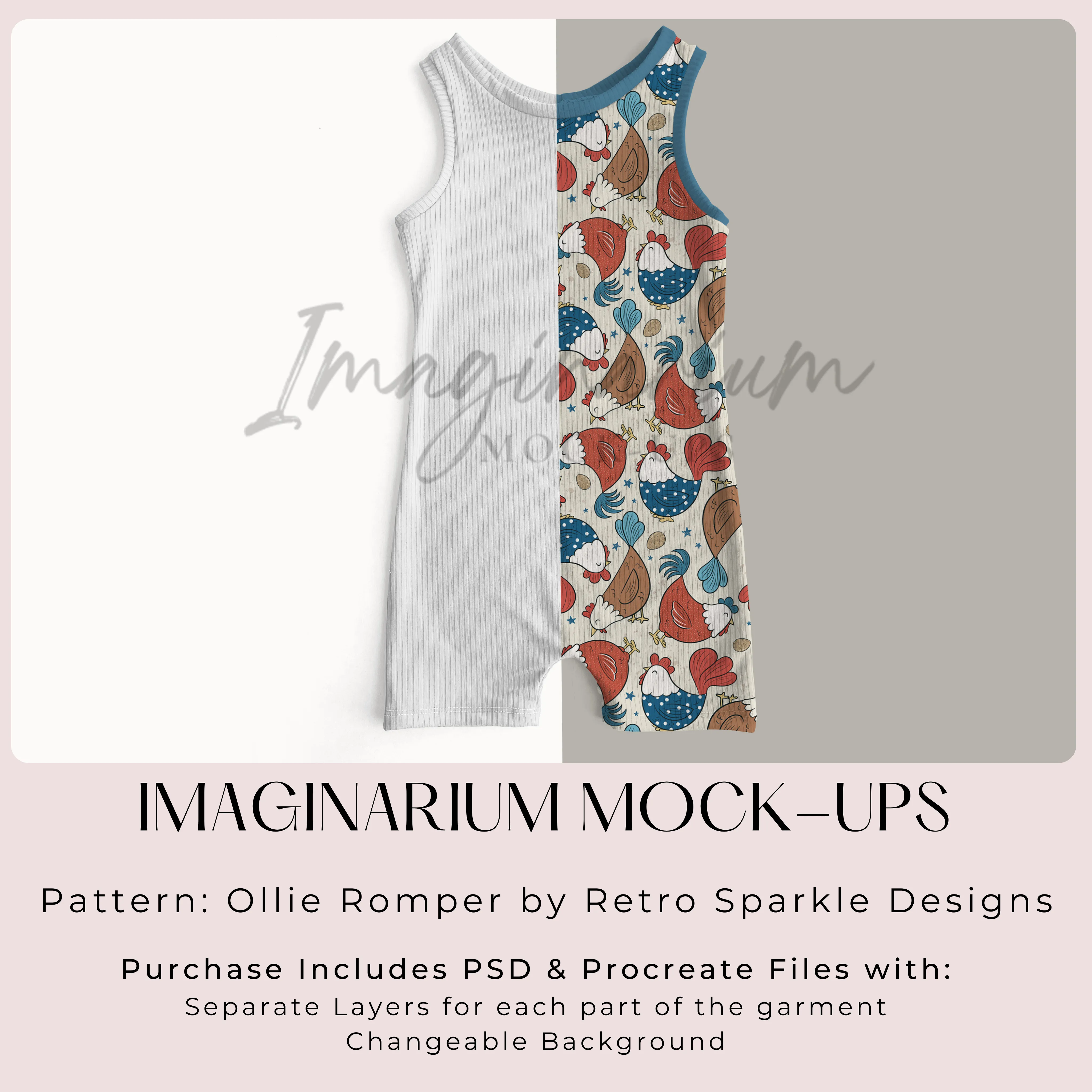 Ollie Tank Romper Mock Up, Realistic Clothing Mockup for Photoshop and Procreate