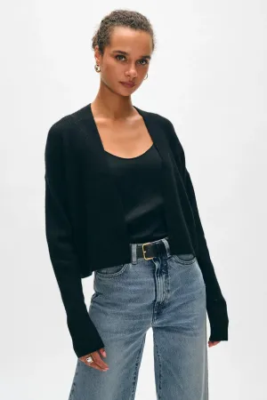 Open Front Cashmere Cardigan - Black