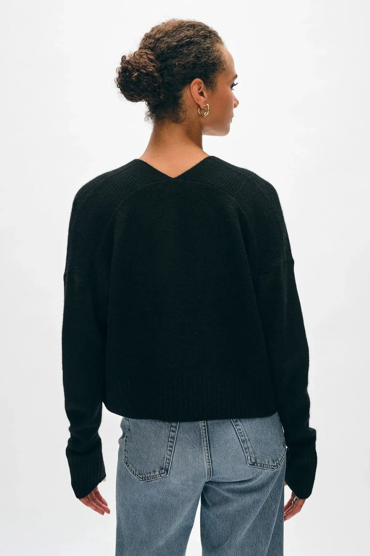 Open Front Cashmere Cardigan - Black