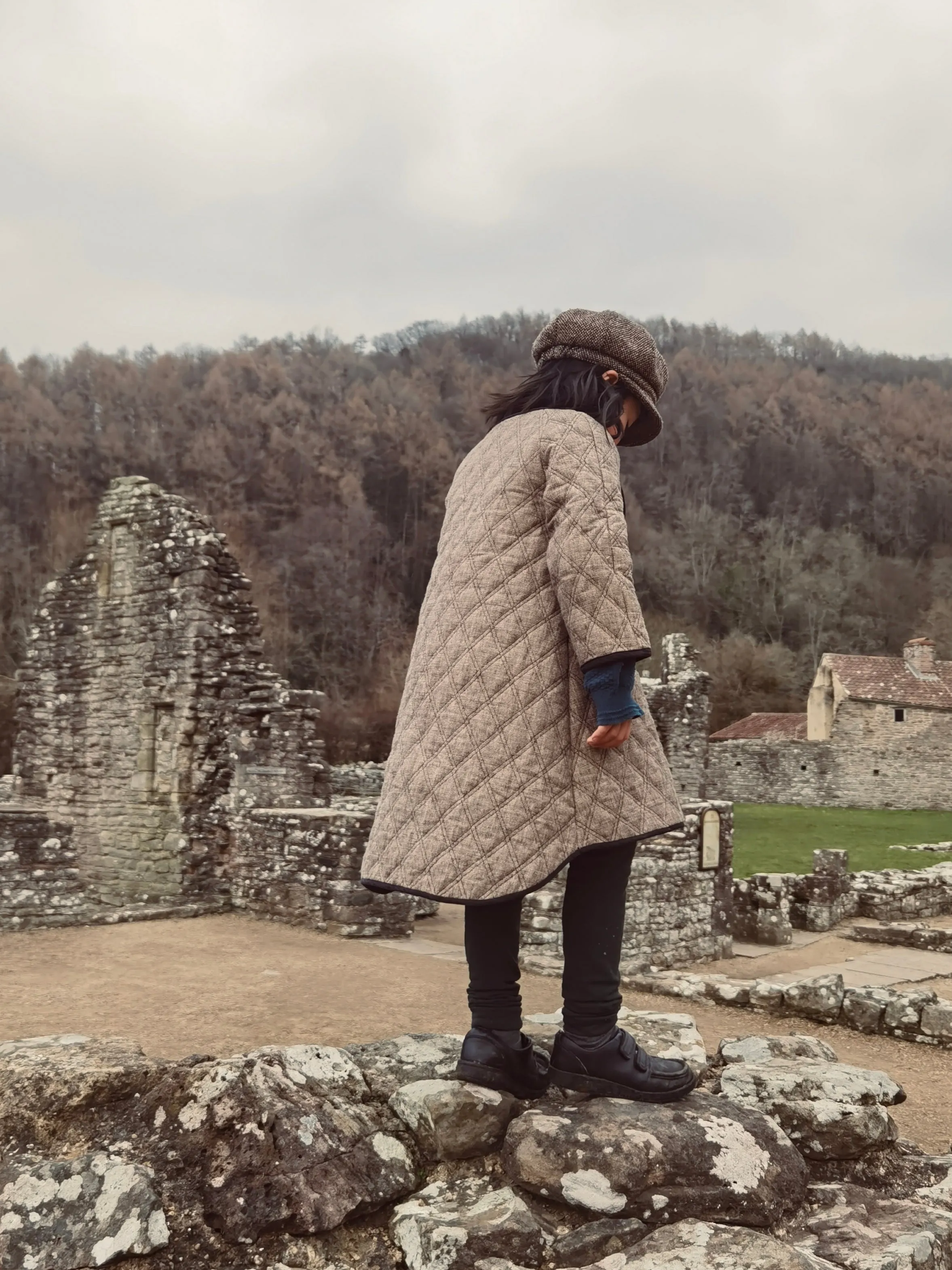 Organic Quilted Maxi Coat - Beige
