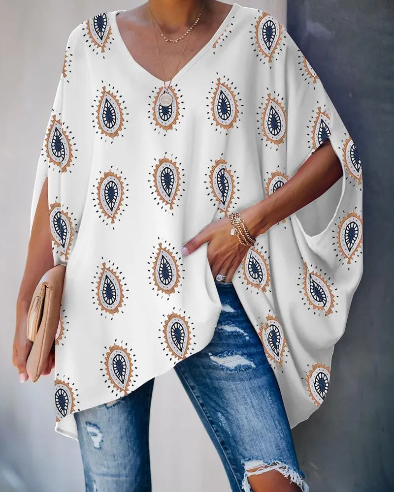 Pattern Bat Sleeve Shirt