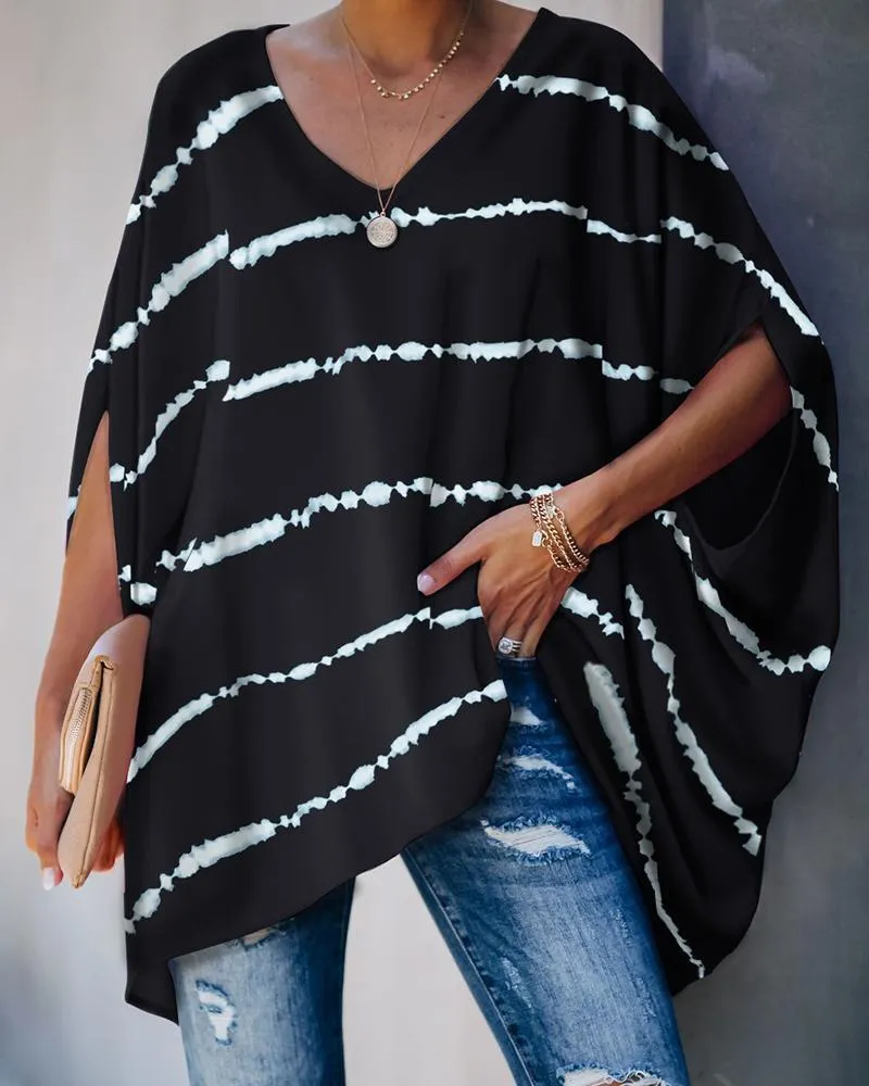 Pattern Bat Sleeve Shirt