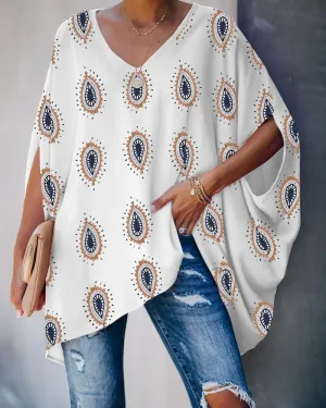 Pattern Bat Sleeve Shirt