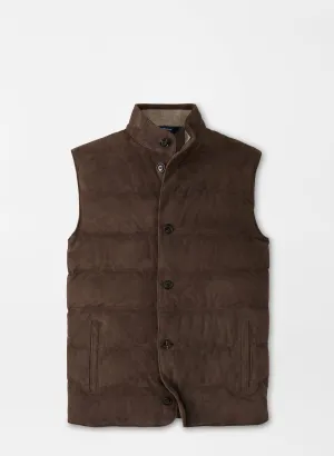 Peter Millar Mens Tailored Fit Cordova Suede Vest - CHOCOLATE