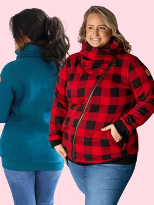 PHC- Adria Heavy Asymmetrical Full Zip Funnel Neck (5 Colors)