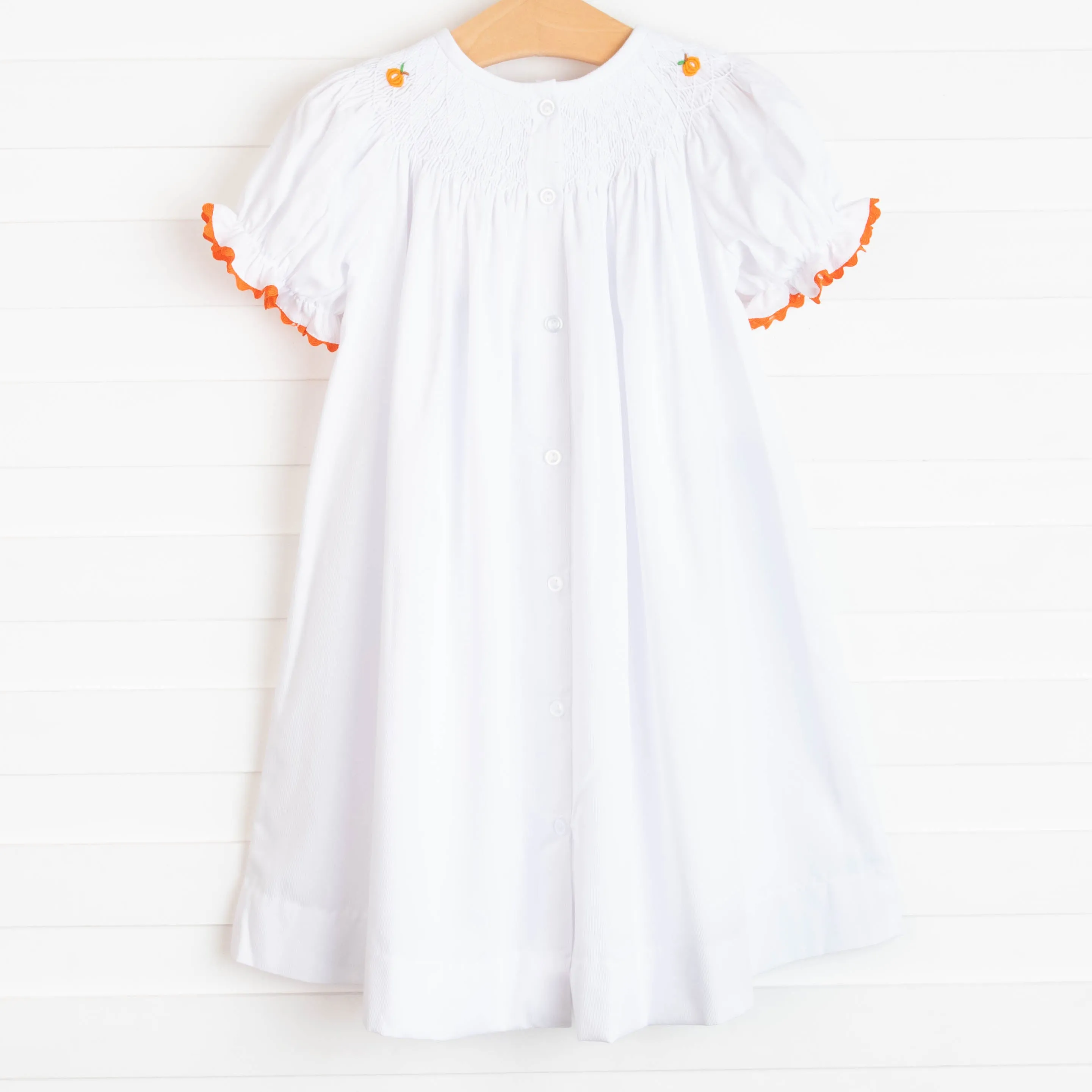 Pick of the Patch Smocked Dress, White