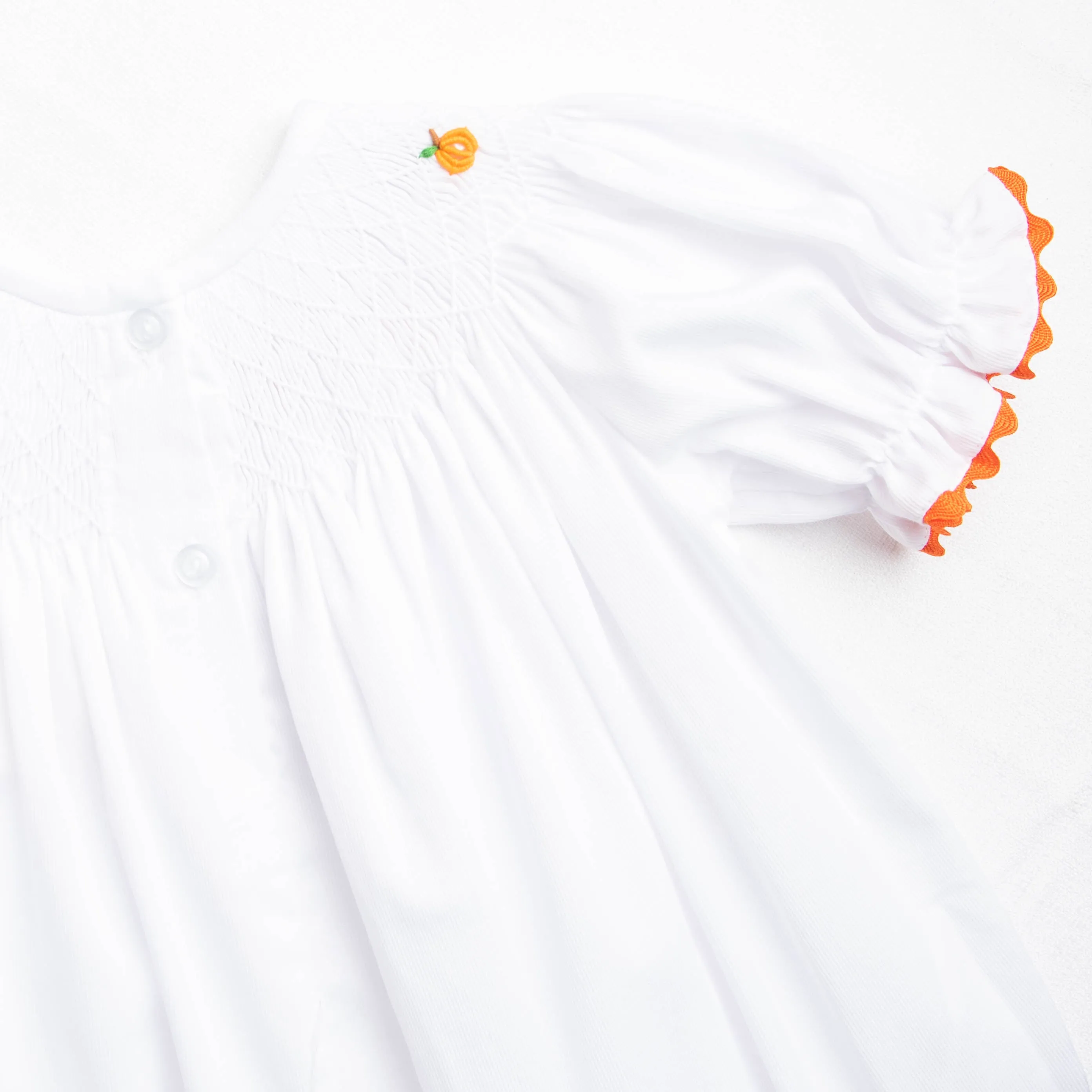 Pick of the Patch Smocked Dress, White