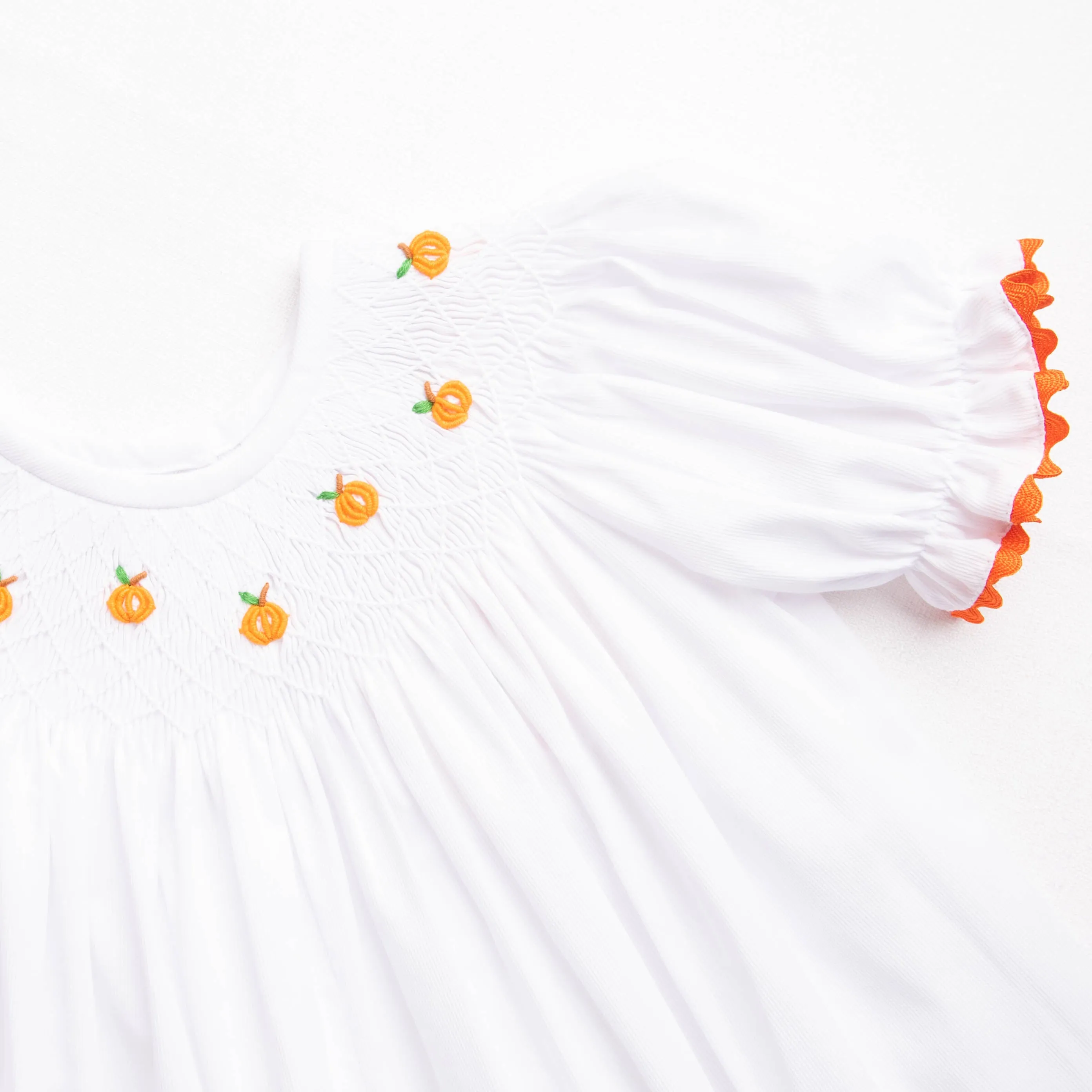 Pick of the Patch Smocked Dress, White