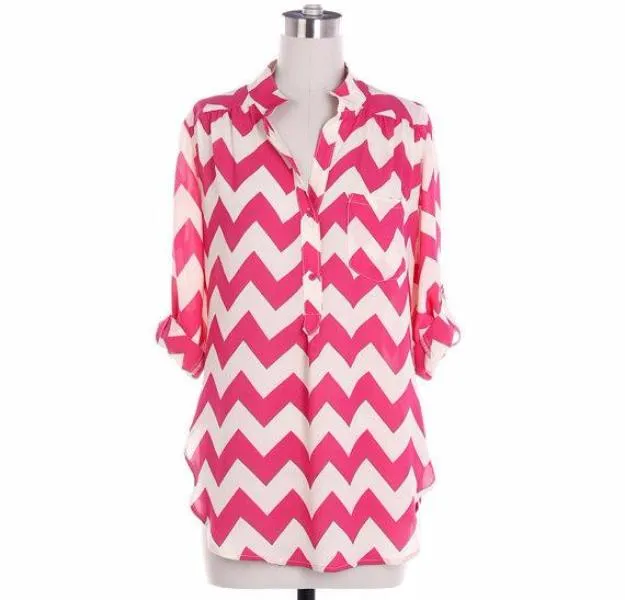 Pink Chevron Blouse