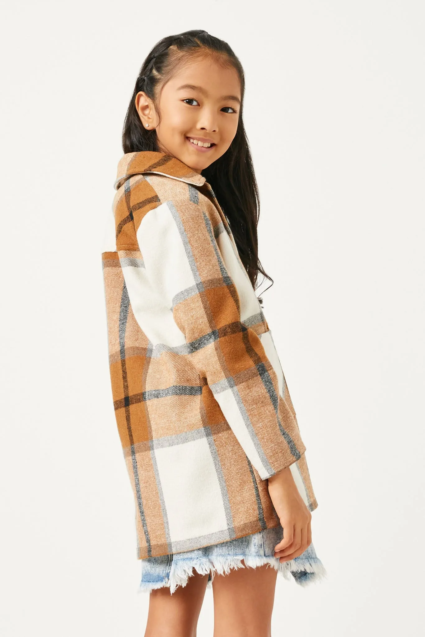 Plaid Button Up Patch Pocket Coat