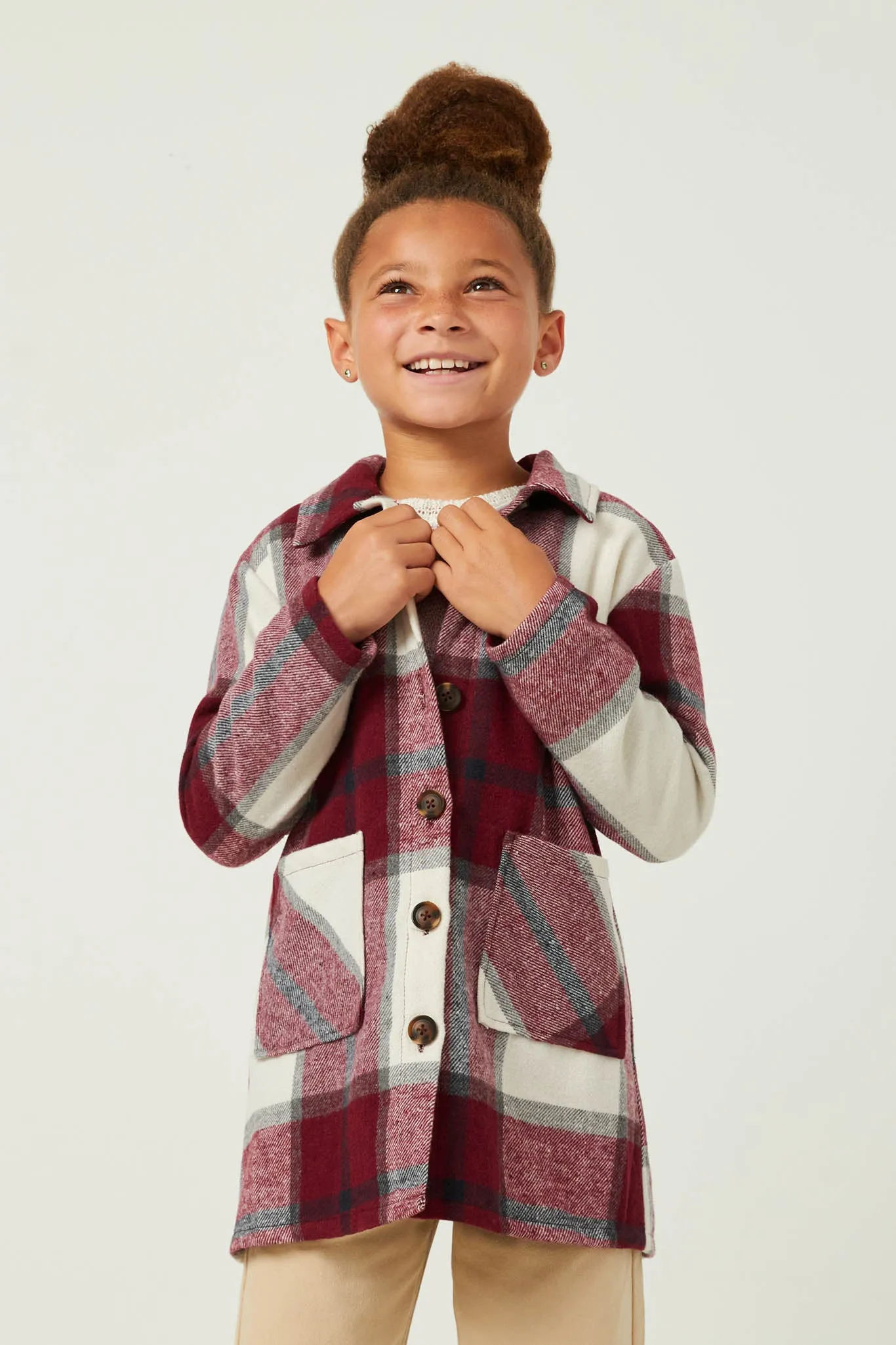 Plaid Button Up Patch Pocket Coat