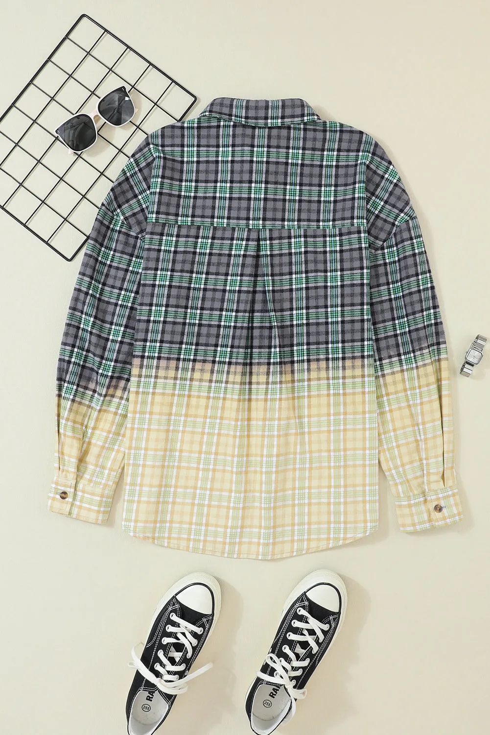 Plaid Chest Pocket Button Shacket