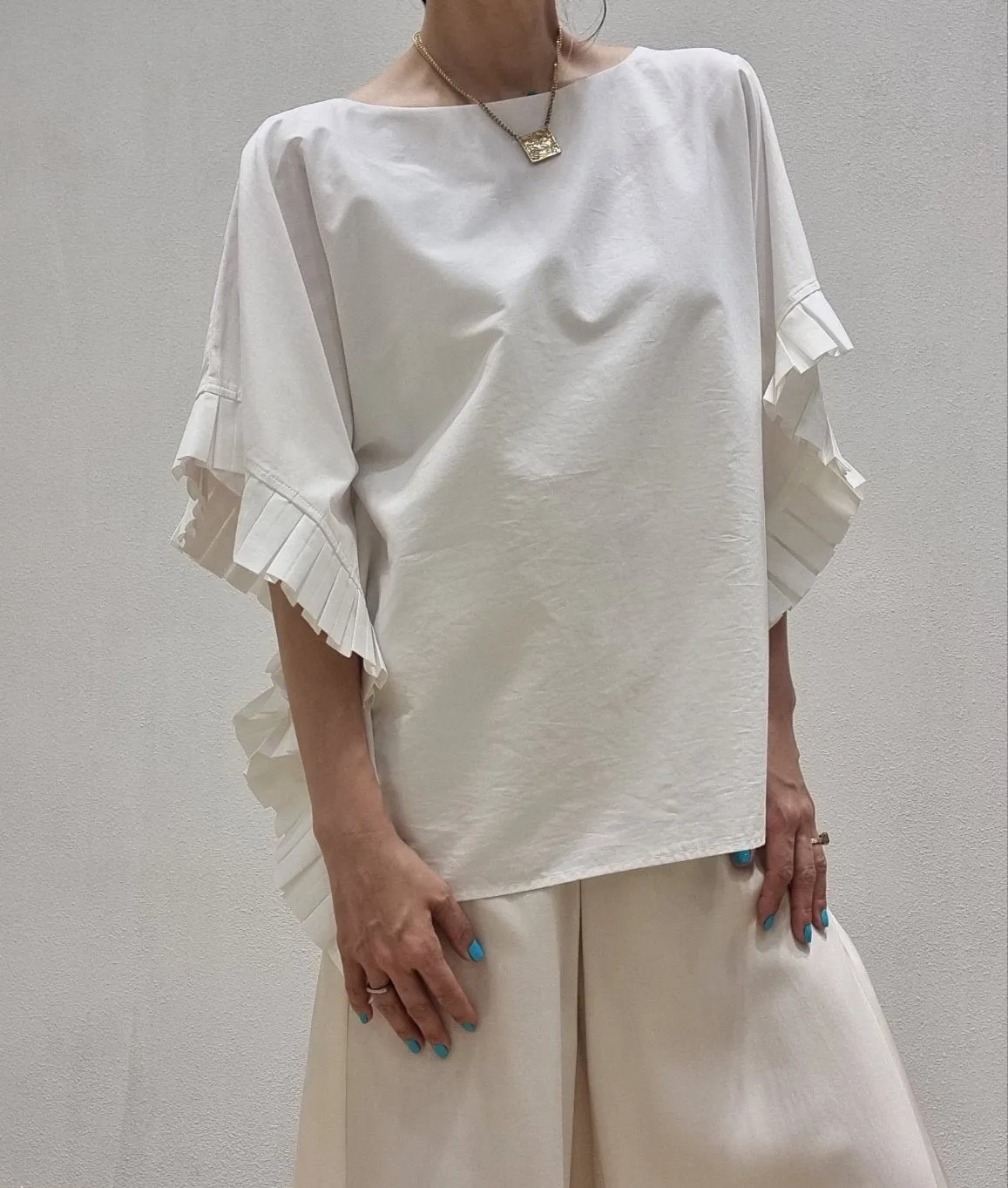 Pleats Poncho Blouse Top