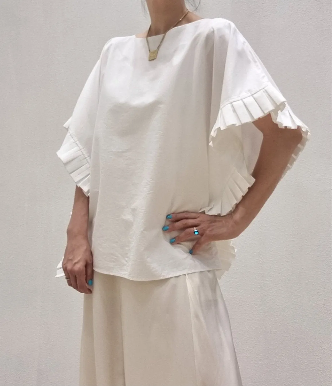 Pleats Poncho Blouse Top