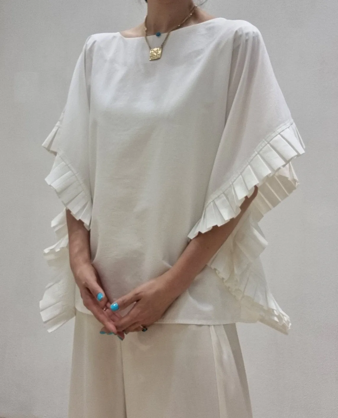 Pleats Poncho Blouse Top