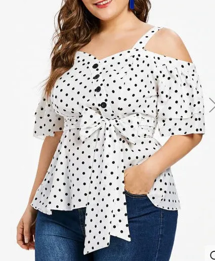 Plus Size Big Bow Sexy Suspenders Shirt