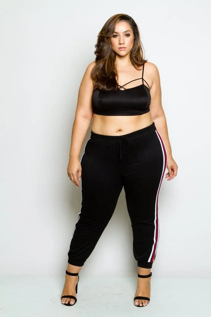Plus Size Perfect Colorblock Striped Jogger