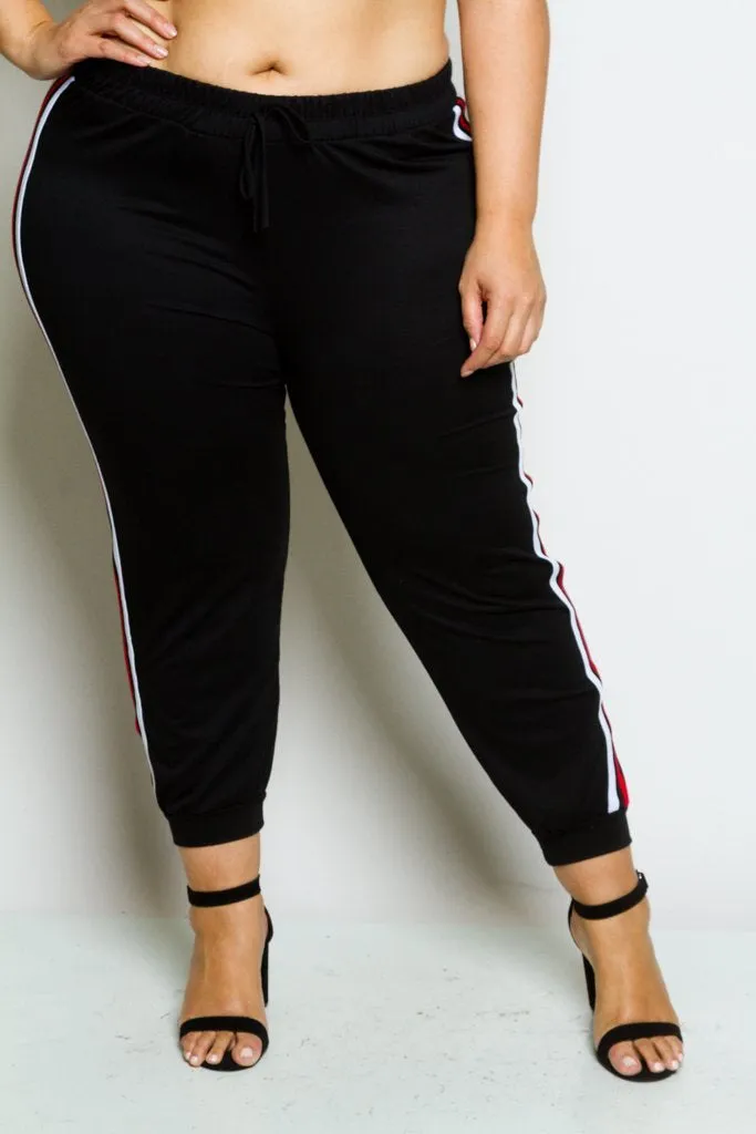 Plus Size Perfect Colorblock Striped Jogger