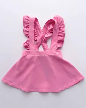 PREORDER! Addy Ruffle Suspender Skirt - Pink Fusion