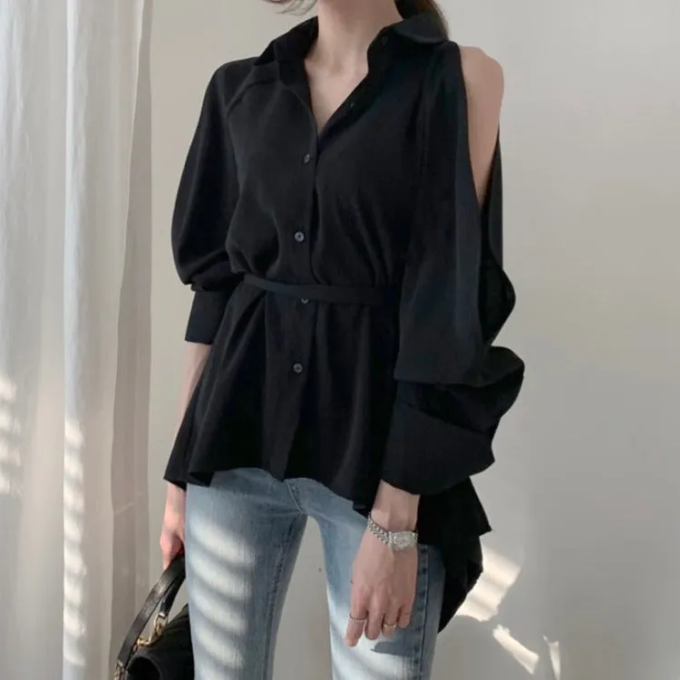 Puff Bubble Sleeves Strapless Single-breasted Blouses