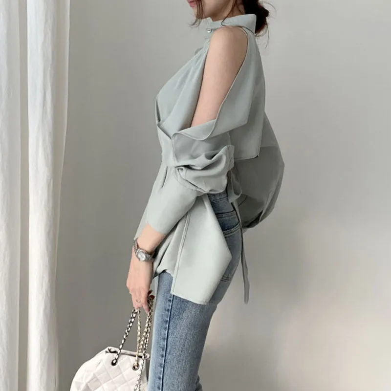 Puff Bubble Sleeves Strapless Single-breasted Blouses