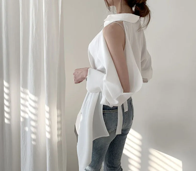 Puff Bubble Sleeves Strapless Single-breasted Blouses