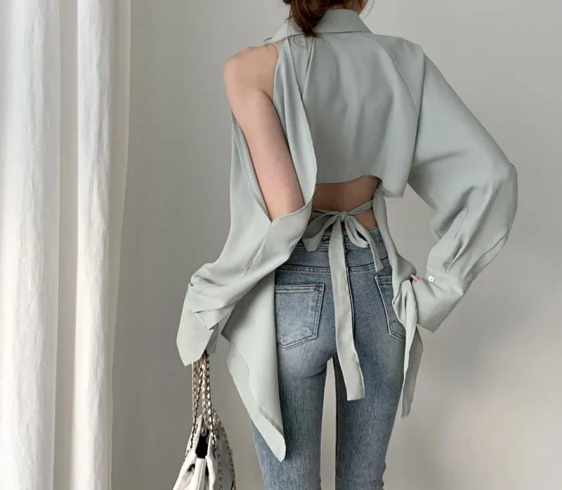 Puff Bubble Sleeves Strapless Single-breasted Blouses