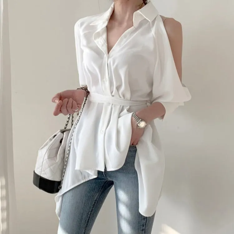 Puff Bubble Sleeves Strapless Single-breasted Blouses