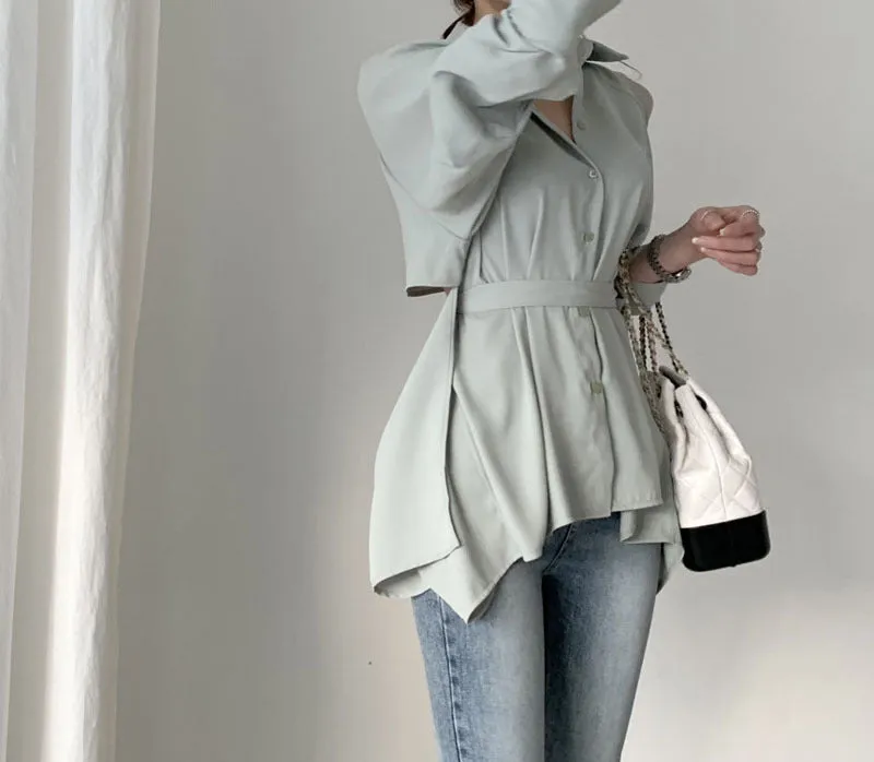 Puff Bubble Sleeves Strapless Single-breasted Blouses