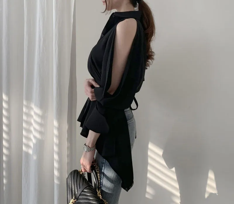 Puff Bubble Sleeves Strapless Single-breasted Blouses